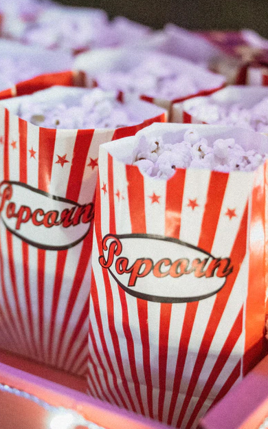 popcorn in striped boxes