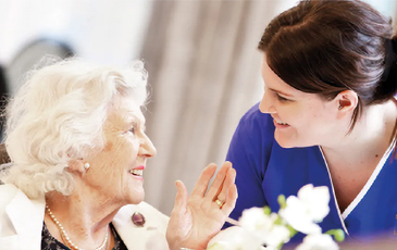 older lady and carer
