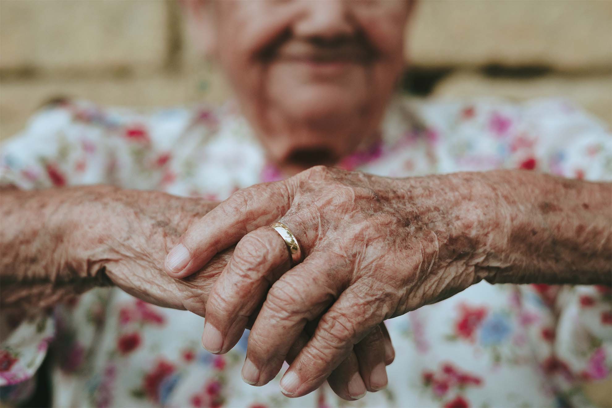 close up of older lady's hands