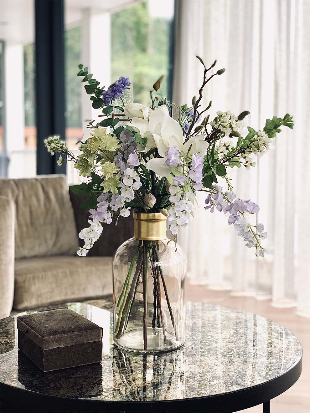 purple flowers in a vase