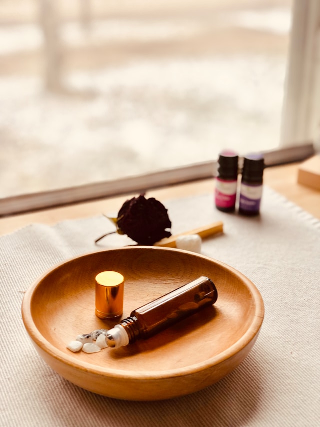 essential oils in a dish